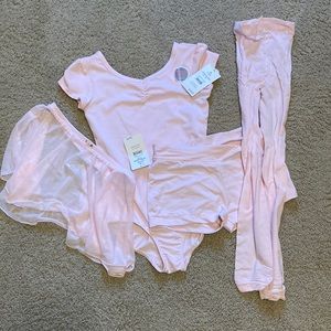 Pink ballet/dance uniform. 4 piece set. Never worn Some still with tags Size 7/8